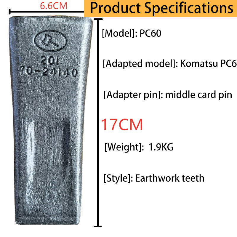 Dientes de cubo de perno de hierro de forja PC60 Dientes de roca para cubo de excavadora
