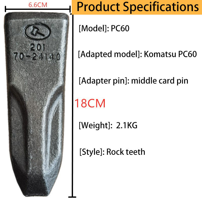 Dientes de cubo de perno de hierro de forja PC60 Dientes de roca para cubo de excavadora