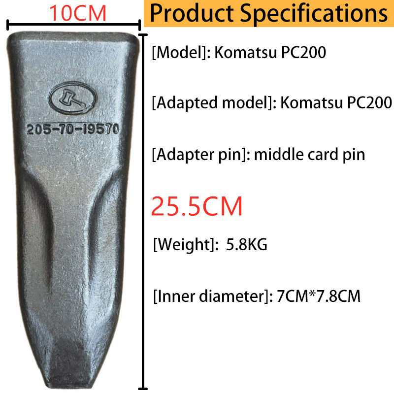 Dientes de cubo de excavadora de hierro forjado rígido PC200 2057019570 Diente de cubo de adaptador
