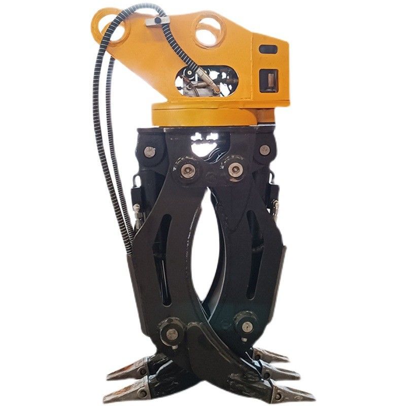 personalizado Doble cilindro 360 giratorio agarre hidráulico abrazadera de brazo telescópico cubo de agarre de madera para excavadora