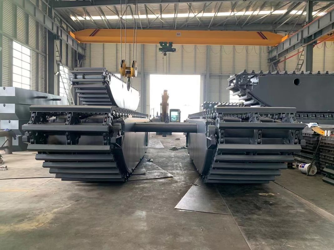 Cuctomizado anfibio pantano Buggy Excavator Pontoon flotante Q355b Personalizado para la excavadora Sy135