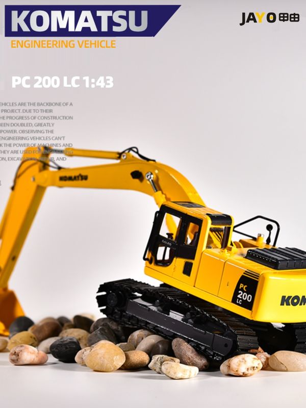 Comatsu PC200 Excavadora 1/43 Modelo de metal fundido a escala de coleccionista Puertas de apertura