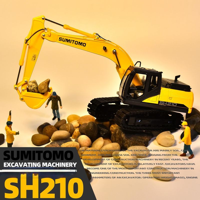 1:50 Escala de aleación moldeada modelo SH210-6 Excavadora juguete miniatura coleccionable para exhibición
