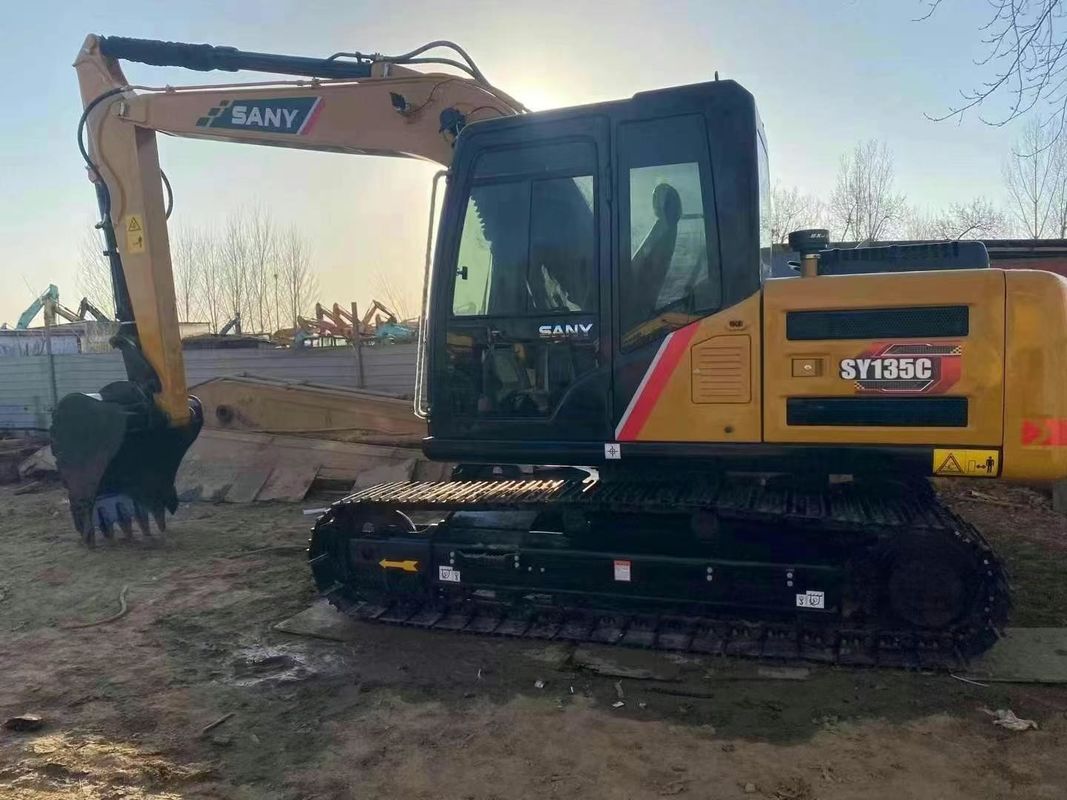 Usado SANY SY135C 13.5T Excavadora de servicio completo Historia Construcción Minería Movimiento de tierras