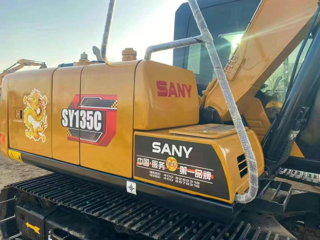 Usado SANY SY135C 13.5T Excavadora de servicio completo Historia Construcción Minería Movimiento de tierras