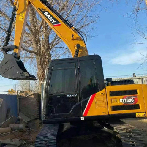 Usado SANY SY135C 13.5T Excavadora de servicio completo Historia Construcción Minería Movimiento de tierras