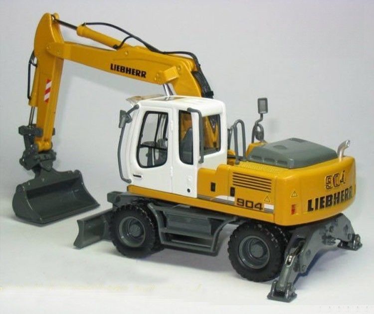 1/50 Liebherr A904C Excavadora de ruedas modelo de metal fundido a presión colectable con cubo de agarre 58004