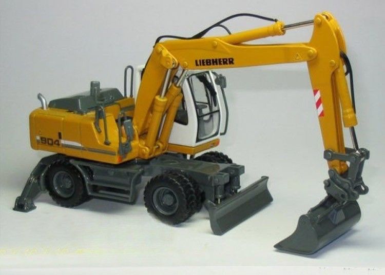 1/50 Liebherr A904C Excavadora de ruedas modelo de metal fundido a presión colectable con cubo de agarre 58004