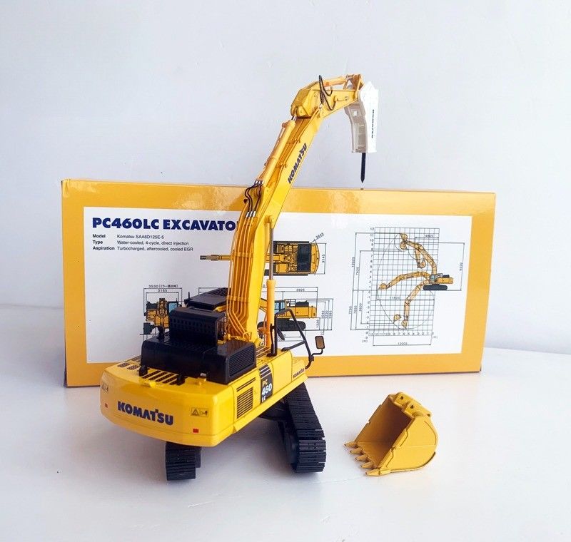 Comatsu PC460LC-8 1/50 Excavadora de aleación fundida modelo con rotor hidráulico colectable