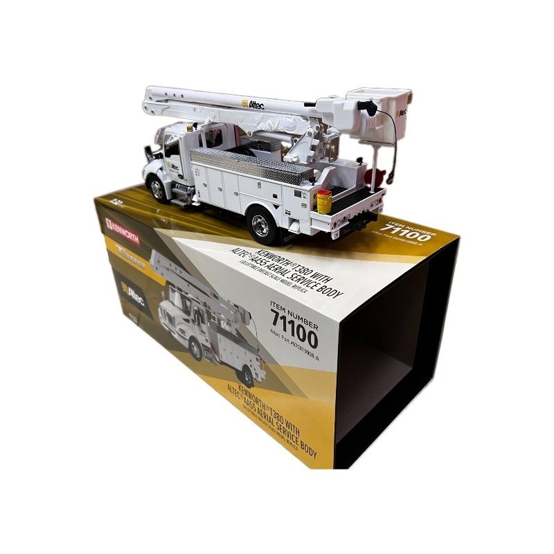 DM 1/32 Kenworth T380 Plataforma de trabajo aéreo Camión de construcción de aleación modelo 71100
