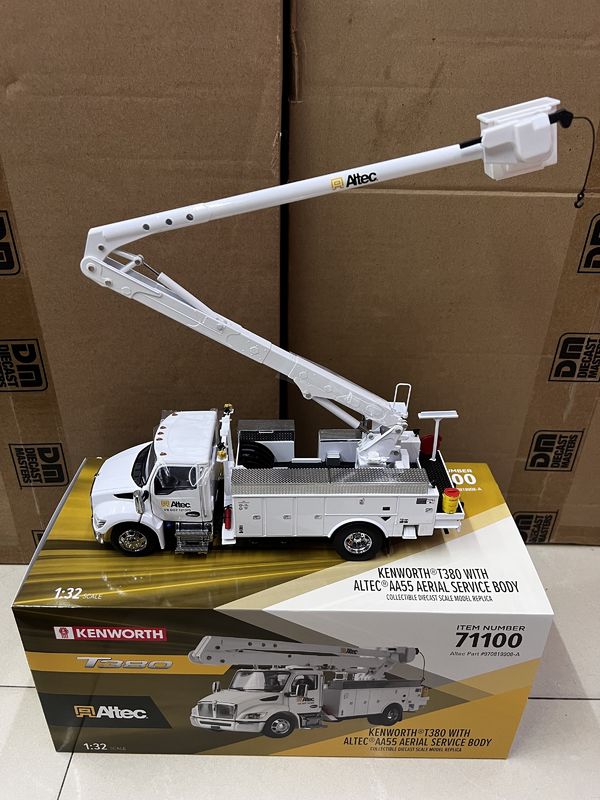 DM 1/32 Kenworth T380 Plataforma de trabajo aéreo Camión de construcción de aleación modelo 71100