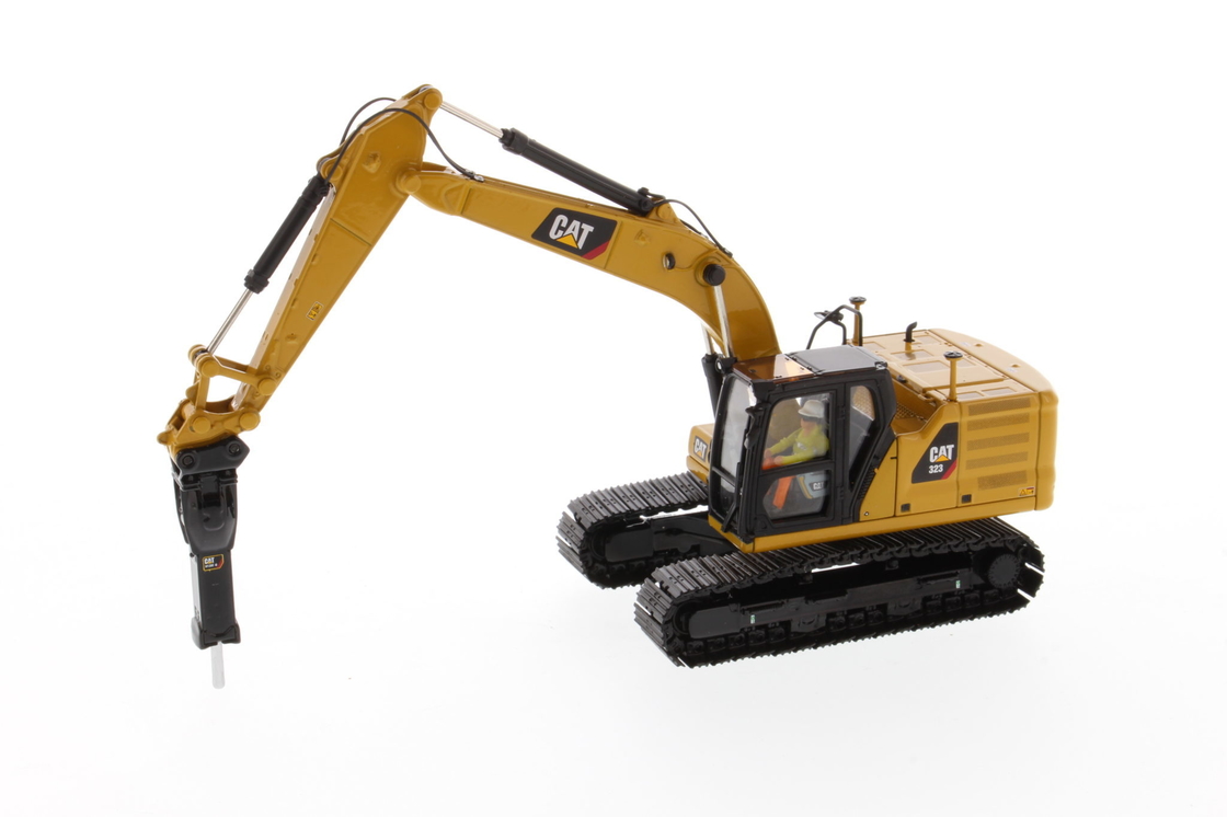 DM 1:50 CAT 323 con herramientas de trabajo Excavadora fundida a presión Vehículo de ingeniería modelo 85657