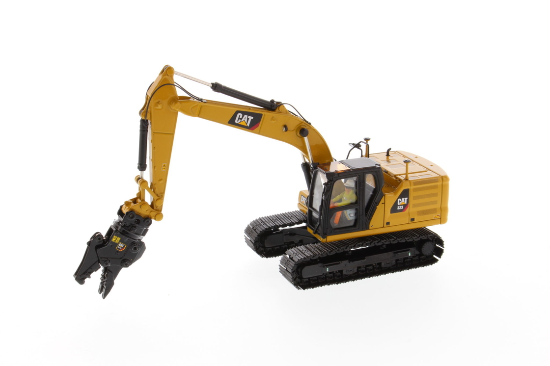 DM 1:50 CAT 323 con herramientas de trabajo Excavadora fundida a presión Vehículo de ingeniería modelo 85657
