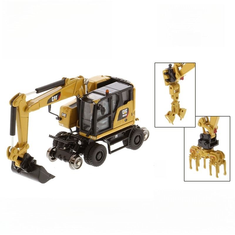 DM M323F Excavadora hidráulica de ruedas de fundición de ingeniería modelo 85656 1:87 con 2 herramientas