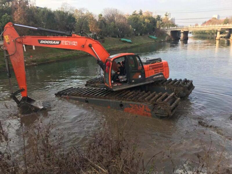 Flotador de pontón para excavadora anfibia de construcción personalizada para dragado de ríos, lagos y pantanos, proveedor de tren de rodaje tipo buggy
